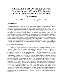 a research note on street pricing requirements in major us airport