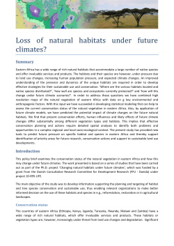 Loss of natural habitats under future climates?