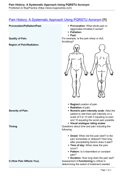 Pain History: A Systematic Approach Using PQRSTU
