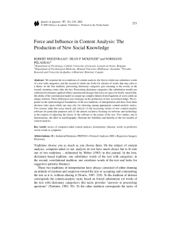 Force and Influence in Content Analysis: The Production of New