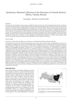 Quaternary Mammal Collections in the Museums of Yakutsk