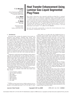 Heat Transfer Enhancement Using Plug FLow
