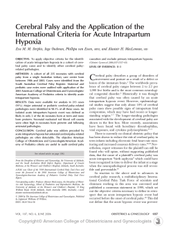 Cerebral Palsy and the Application of the International Criteria for