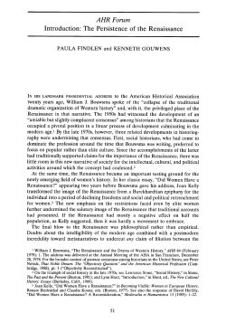 AHR Forum Introduction: The Persistence of the Renaissance