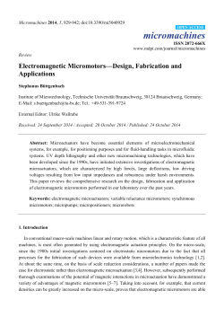 Electromagnetic Micromotors&mdash;Design, Fabrication and Applications