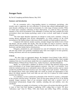 Forager Facts - Robin Hanson