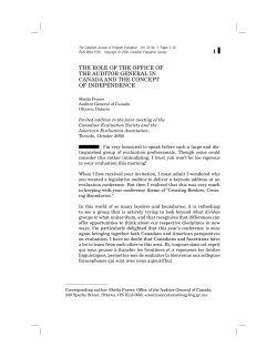 1 the role of the office of the auditor general in canada and the