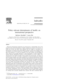 Policy relevant determinants of health: an international