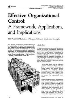 Effective Organizational Control`. A Framework, Applications, and