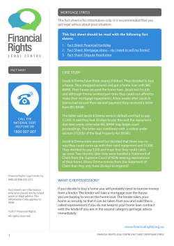 Mortgage Stress - Financial Rights Legal Centre