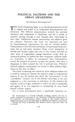 POLITICAL FACTIONS AND THE GREAT AWAKENING