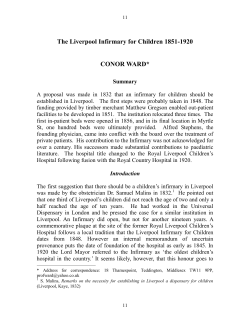 The Liverpool Infirmary for Children 1851-1920