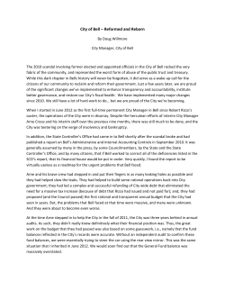 City of Bell &ndash; Reformed and Reborn