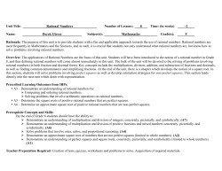 Unit Title: Rational Numbers Number of Lessons: 8 Time: (in weeks