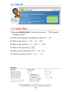 4-8 Lesson Quiz 4-8 Solve It!