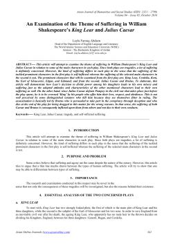 An Examination of the Theme of Suffering in William Shakespeare`s