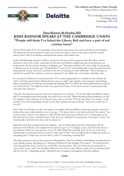 JOSH RADNOR SPEAKS AT THE CAMBRIDGE UNION &ldquo;People still