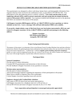 HUMAN FACTORS/CIRCADIAN RHYTHMS QUESTIONNAIRE This
