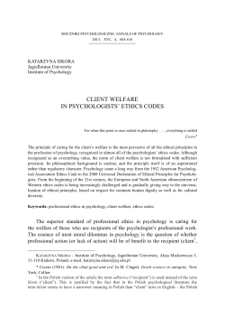 Client welfare in psychologists` ethics codes