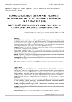 hemodiafiltration efficacy in treatment of methanol and ethylene