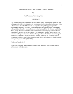 Language and Social Class: Linguistic Capital in Singapore