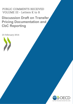 Discussion Draft on Transfer Pricing Documentation and