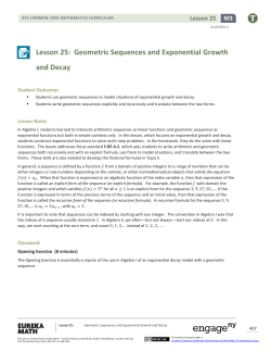 Lesson 25: Geometric Sequences and Exponential Growth and Decay