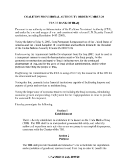 CPA/ORD/14 July 2003/20 COALITION PROVISIONAL AUTHORITY