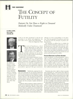 the concept of futility - Catholic Health Association