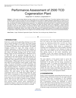 Performance Assessment of 2500 TCD Cogeneration