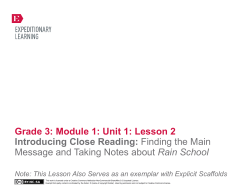 Grade 3: Module 1: Unit 1