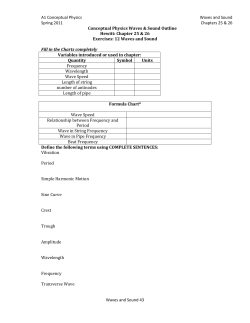 A1 Conceptual Physics Waves and Sound Spring 2011 Chapters 25