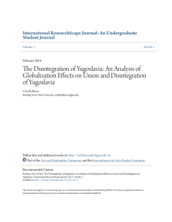 The Disintegration of Yugoslavia - ScholarWorks@BGSU