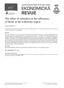 The effect of subsidies on the efficiency of farms in the Libereck&yacute;