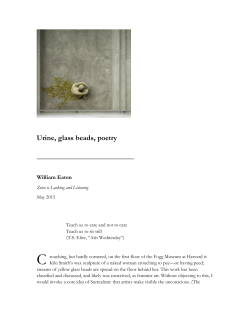 Urine, glass beads, poetry