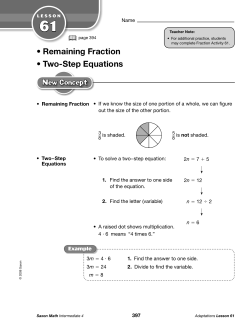 Remaining Fraction &bull; Two-Step Equations