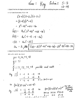 1. (6pts) Find the nth-degree polynomial function with real