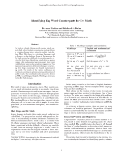 Identifying Tag Word Counterparts for Dr. Math