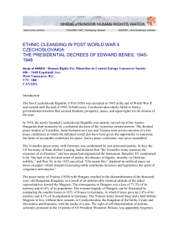 ETHNIC CLEANSING IN POST WORLD WAR II CZECHOSLOVAKIA