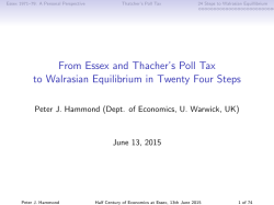 From Essex and Thacher`s Poll Tax to Walrasian Equilibrium in