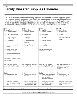 Family Disaster Supplies Calendar