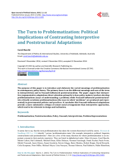 The Turn to Problematization - Scientific Research Publishing