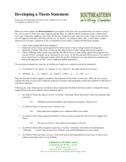 Developing a Thesis Statement