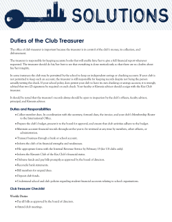 Duties of the Club Treasurer