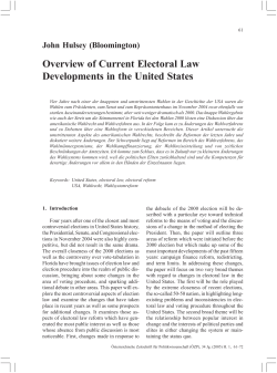Overview of Current Electoral Law Developments in the United States