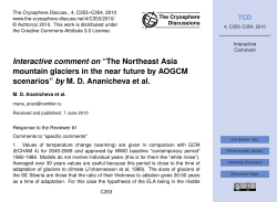 Interactive comment on &ldquo;The Northeast Asia mountain glaciers in the