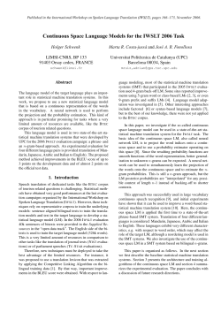 Continuous Space Language Models for the IWSLT 2006 Task