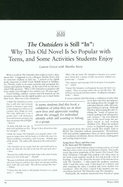 ALAN v29n1 - The Outsiders is Still "In": Why This Old Novel Is So