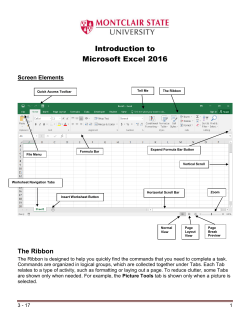 Introduction to Excel 2016 - Montclair State University