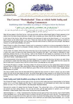 The Correct Time at which Subah Sadiq and Shafq Commences
